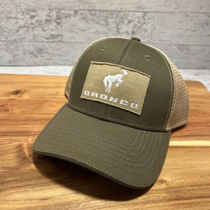 Ford Bronco Logo Trucks Adj. Snapback Patch Hat Mesh Backed Army Green Tan - NEW - Picture 1 of 7
