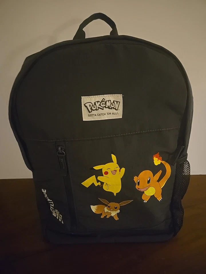 POKEMON Backpack by H&M Black Knapsack Bag ft. Pikachu, Eevee & Charmander  VGC  - Image 1 of 4