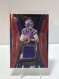 2024 SELECT J. J. McCARTHY RC HOLO RED PRIZM DRAFT SELECTIONS ROOKIE PATCH - Picture 1 of 6