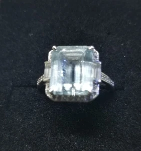 3.29 Carat Aquamarine 950 Platinum Ladies Ring With White Sapphire Accent Sz 7 - Picture 1 of 16
