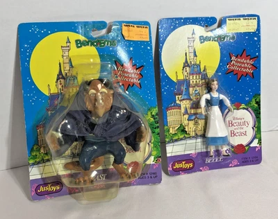 ✅ Juguetes de colección "Bend Ems" de La Bella y la Bestia (Dos) de 1990 - Embalaje original Foto 1 de 4