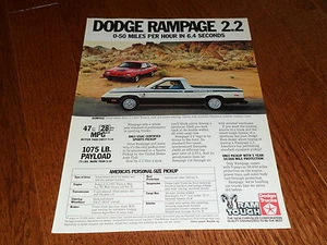 Dodge Rampage 2,2 1983 #2 artículo / anuncio - Imagen 1 de 1