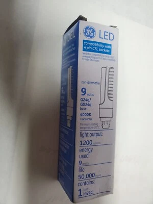 GE LED compatible w/4-pin CFL sockets G24Q/GX24q base, horizontal, 9@ 1200 lumen - Image 1 of 4