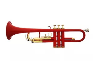 TROMBA NUOVA ELEGANTE QUALITÀ SUPERIOUR ROSSA COLORATA BB PITCH TROMBA CON CUSTODIA+M/P - Foto 1 di 4