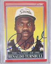 Signed 1990 Score Renaldo Turnbull Rc New Orlean Saints