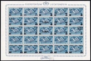 Liechtenstein 1950 Mi. Nr. 277 u. 288 Aufdruckproben auf Originalbogen - Unikat - Bild 1 von 4