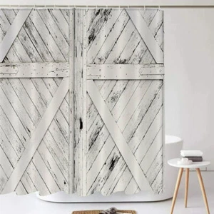 Cortina de Ducha Puerta Granero Rústica Granja Baño Decoración Poliéster Impermeable - Imagen 1 de 9