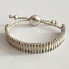 Authentic Links Of London 925 Sterling Silver Friendship Bracelet - Cream/Silver