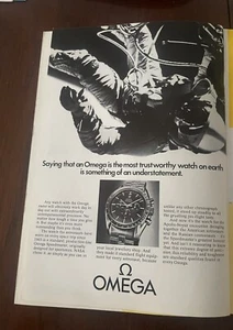 1975 Omega Speedmaster moon watch NASA astronaut Suit photo vtg print ad - Picture 1 of 1