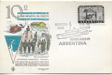AANT-404 ARGENTINA 1961 ANTARCTIC ANTARCTICA STATION SAN MARTIN 10°ANIV MAX.CARD