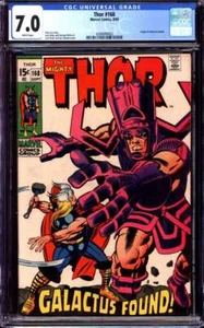 THOR #168 CGC 7.0 WHITE PAGES // ORIGIN OF GALACTUS MARVEL COMICS 1969 - Picture 1 of 2