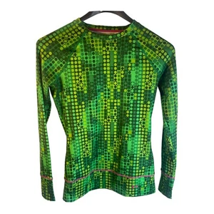 Small Kids UNDER ARMOUR COLD GEAR Active Shirt Green Geometric Print Pullover - Picture 1 of 6
