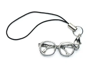 Lunettes Pendentif pour Téléphone Portable Miniblings Lire Nerd Argent - Photo 1 sur 4