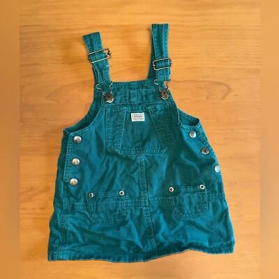 Arizona Jean Company Vintage Green Overalls Skirt Tall 2T Girls Toddler - Image 1 of 4