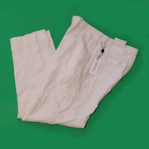 Calvin Klein Herren Leinenhose Größe 34x32 weiß neu mit Etikett flache Vorderseite - Bild 1 von 10