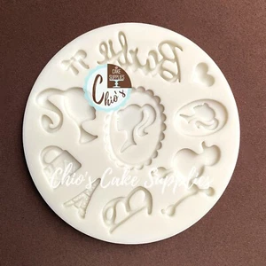 Paris Themed Silicone Mold, 10 different cavities / Girl Silicone Mold - Picture 1 of 5