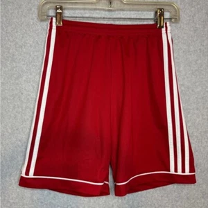 Adidas Boys Youth Red Athletic Shorts with White Stripes Size Large 13/14 - Picture 1 of 11