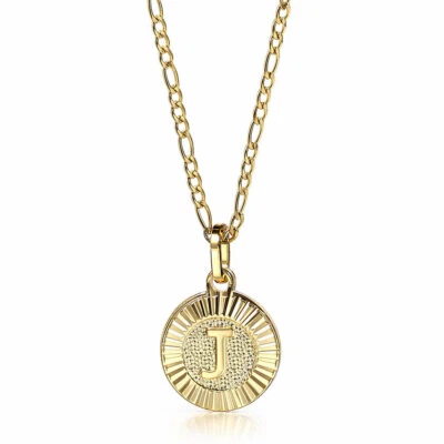 18 «Новый позолоченный инициал письмо ожерелье кулон из нержавеющей стали Figaro цепочка - Изображение 1 из 4