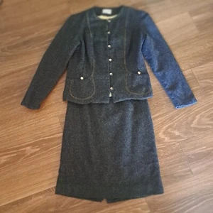 Rare Vtg. County Set 1960's/70's Wool Jacket & Skirt Suit Set XS - Picture 1 of 12