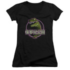 Jurassic Park Lying Smile Juniors V-Neck T-Shirt