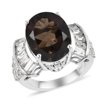 Beautiful 10.50ctw Colombianite & Topaz Cocktail Ring Platinum/Sterling Size 7 - Image 1 of 4