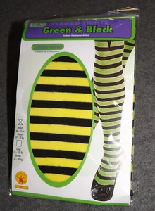 RUBIES Girls HALLOWEEN Party Striped Tights - Green/Black - Size Medium - NEW! - Picture 1 of 2