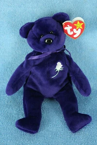 Princess Diana Beanie Babies Bear, Offset Nose, 1997, P.E. Pellets, NEW - Picture 1 of 6