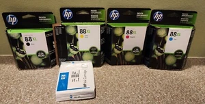 Set of (4) Genuine  New HP 88XL, C9392AN M, C9391AN C,  C9396AN Bk, C9393A Y ink - Picture 1 of 5