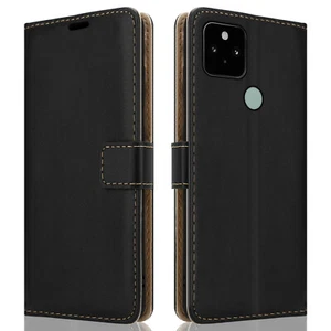 Luxury Black Wallet Pu Leather Case For Google Pixel 5A Flip Cover Magnetic - Picture 1 of 7