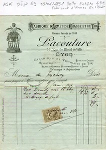 Dépt 69 Lyon 85 Rue De L'hôtel De Ville- Belle Entête Fabricant D'armes de 1891 - Picture 1 of 1