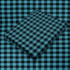 Turquoise Buffalo Plaid Cotton Flannel Fabric - 60" Wide - Sold by the Yard - Picture 1 of 5