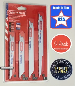 Craftsman Assorted Reciprocating Saw Blades 9 Piece Set # 2058840 MADE IN USA - Picture 1 of 5