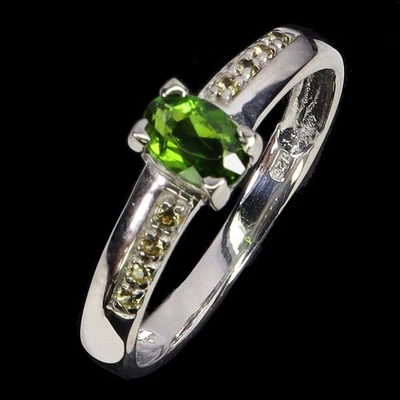 Anillo de plata de ley 925 ovalado cromo diopsido 6x4 mm zafiro piedras preciosas joyería 8 Foto 1 de 4