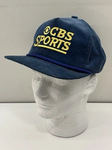 Vintage CBS Sport blau Cord Seil Trucker Mütze Kappe Lederriemen hinten Golf USA - Bild 1 von 12