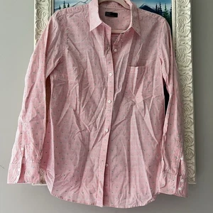 Camisa de manga larga Gap para mujer con botones talla grande a rayas coral brillante verde azulado - Imagen 1 de 9