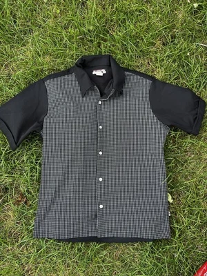 VTG BC ETHIC THREE STAR KNITS BLACK GRAY PEARL SNAP ROCKABILLY BOWLING SHIRT L - Image 1 of 4