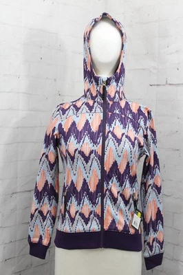 686 Allure 粘合羊毛连帽衫,女孩青少年中号,紫色 Ikat 全新 — 第 1/4 张图片