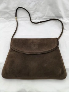 Loewe Vintage Schultertasche Anagramm braun Wildleder Leder Klappe Magnetverschluss - Bild 1 von 17