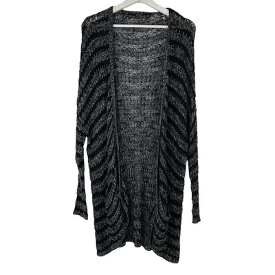 Suéter Cárdigan Free People Talla S Anoche Rayas Frente Abierto Tejido Slub Foto 1 de 4