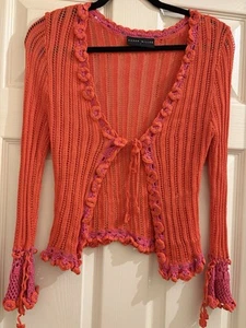Karen Millen Vintage Beautiful Handcrafted Crochet Cropped Cardigan Size UK8/10 - Picture 1 of 13