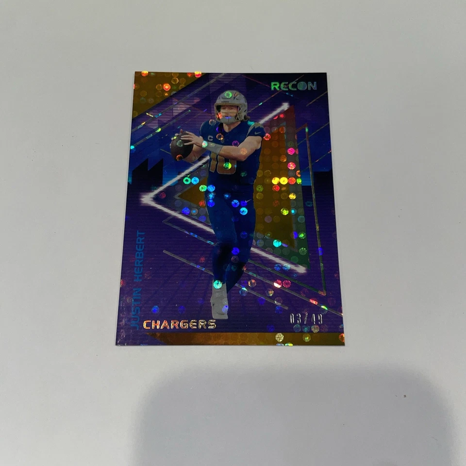 Justin Herbert 2021 Panini Chronicles Recon Card Orange #10 #/49 - Image 1 of 2