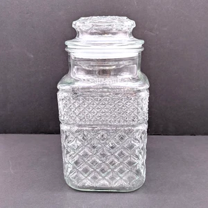 "De colección 9"" Anchor Hocking Wexford bote de vidrio transparente boticario tarro tapa y sello" - Imagen 1 de 6