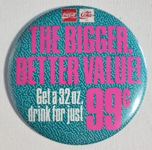 "Insignia vintage con botón retrovisor de Coca Cola dieta Coca Cola pin 3,5""x3,5" - Imagen 1 de 4