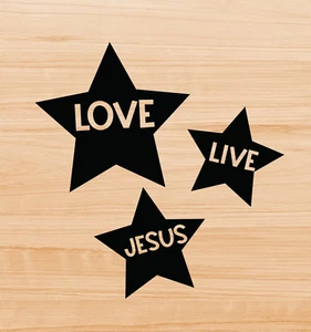 Vinyl Decal Sticker Wood Crafts Signs Christian Quotes Live Love Jesus Stars - Picture 1 of 3