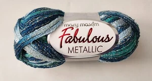 Mary Maxim Fabulous Metallic 834-200 Aqua/Blau Garn 32 Yards - Bild 1 von 4