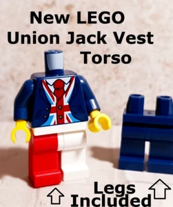 New LEGO Vest Union Jack Torso 2 Pairs of Legs Dark Blue Suit Business & Party - Picture 1 of 2