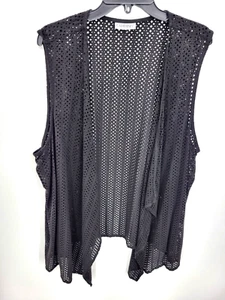 Catherines Vest Womens Plus One Size Faus Suede Perforated Boho Southwestern - Picture 1 of 7