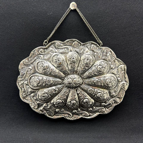 VINTAGE 900 STERLING SILVER OVAL WALL MIRROR BEAUTIFUL HANDMADE HOME DECOR 313GR Cover