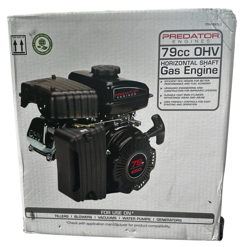 79cc OHV Predator 3hp Horizontal Shaft Gas Engine Blowers Vacuums Water Pump Gen - Image 1 of 2