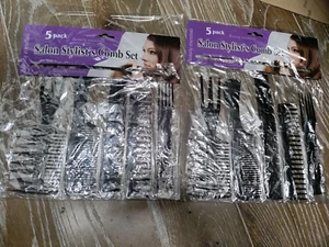 5 PC Comb Set Hair Hairdressing Styling Salon Barber Tool Kit Hairstyle 2 Pack - Picture 1 of 2